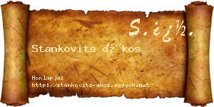 Stankovits Ákos névjegykártya